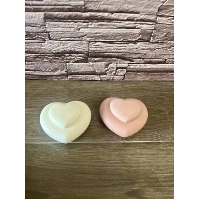 Μπομπονιέρα Διπλή Καρδιά Χειροποίητη από Σκόνη Πορσελάνης