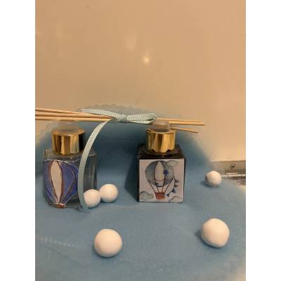 Χειροποίητη μπομπονιέρα αρωματικό χώρου βάπτισης | Αερόστατο – V by V