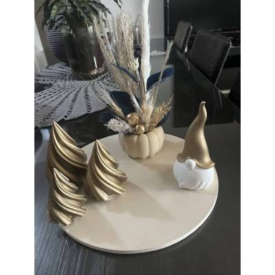 Χριστουγεννιάτικο σετ με δίσκο, χρυσά δέντρα, κολοκύθα & νάνο – V by V