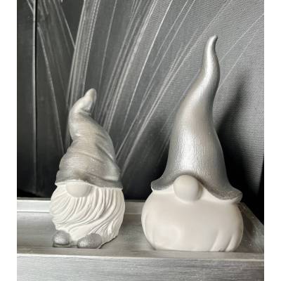 Ορθογώνιο δισκάκι με δύο νάνους σε ασημί αποχρώσεις – χριστουγεννιάτικη διακόσμηση