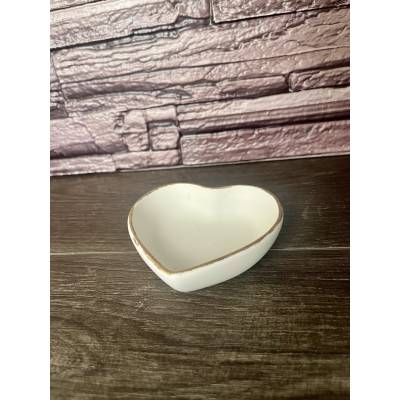 Μπομπονιέρα καρδιά από πορσελάνη με μεταλλικό τελείωμα σε χρυσό, ασημί ή μπρονζέ