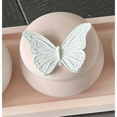 Χειροποίητο διακοσμητικό βαζάκι μακαρόν από σκόνη πορσελάνης με πεταλούδα