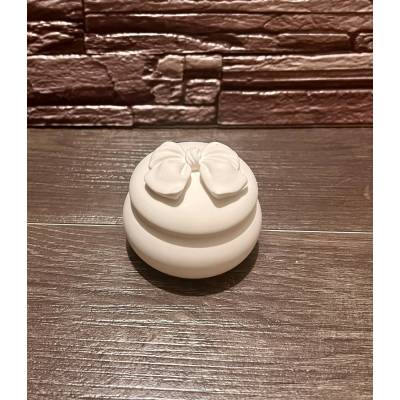 Χειροποίητο διακοσμητικό βαζάκι μακαρόν από σκόνη πορσελάνης με φιόγκο