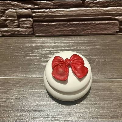 Χειροποίητο διακοσμητικό βαζάκι μακαρόν από σκόνη πορσελάνης με φιόγκο