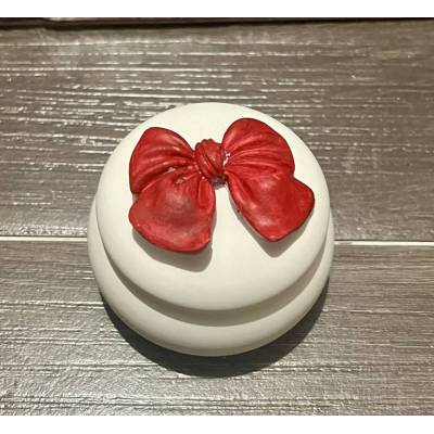 Χειροποίητο διακοσμητικό βαζάκι μακαρόν από σκόνη πορσελάνης με φιόγκο