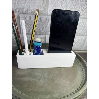 Διακοσμητικό Organizer Γραφείου από Ρητίνη Πορσελάνης με Θέση Κινητού