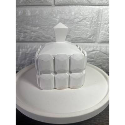 Διακοσμητικό Δοχείο με Καπάκι από Ρητίνη Πορσελάνης – Minimal Design