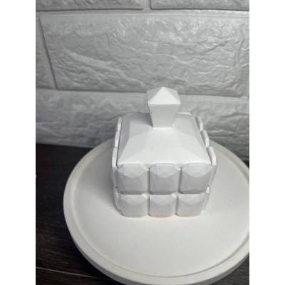 Διακοσμητικό Δοχείο με Καπάκι από Ρητίνη Πορσελάνης – Minimal Design